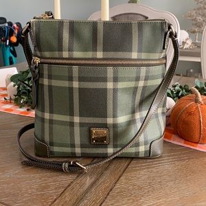 Dooney and Bourke Graham Coated Cotton Crossbody in Green Plaid